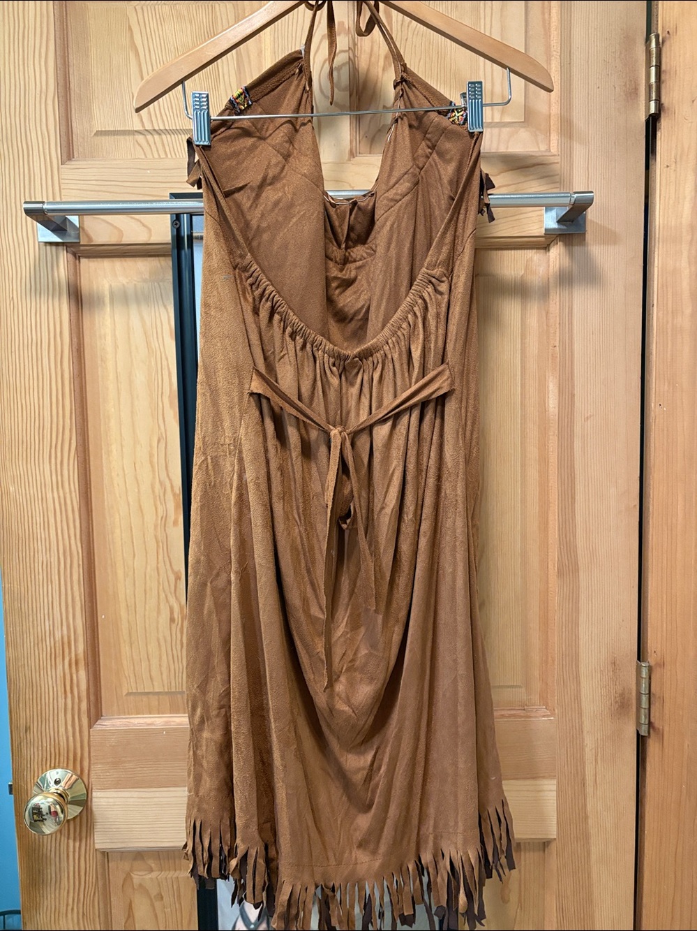 Fringed Pocahontas Style Dress Costume with Neck Piece - Picture 2 of 6